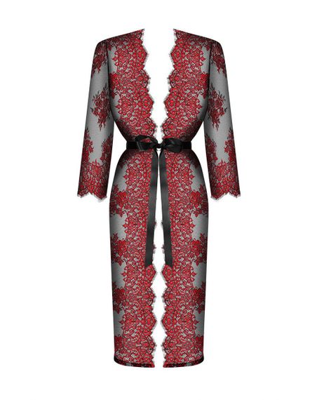 Мереживний пеньюар Obsessive Redessia peignoir S/M | Зображення 4