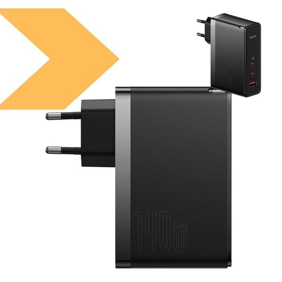 Мережевий зарядний пристрій Baseus GaN5 PRO 140W+Cable Type-C to Type-C 240W CCGP1002 (33078-01_2746) | Зображення 1