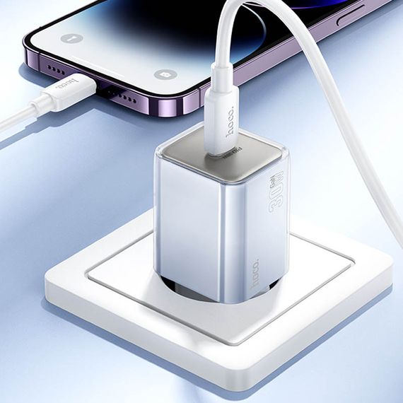 МЗП Hoco N47 Glorious PD30W (1USB-C) + кабель Type-C to Lightning Blue | Зображення 3