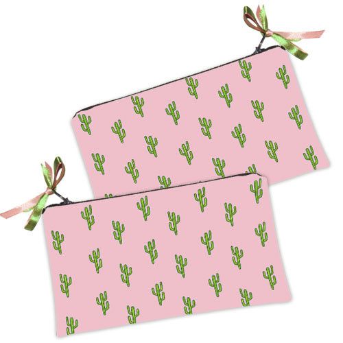 Косметичка жіноча Кактусы на розовом фоне 20х12 см (K_EX018)