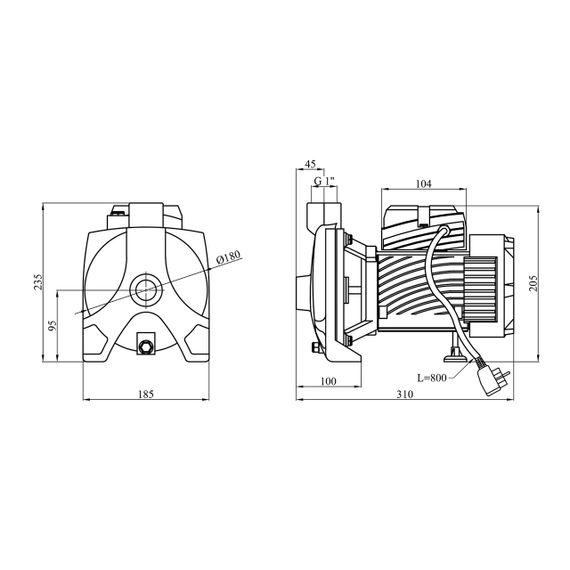 Насос поверхневий поливальний Pumpman TCP158 Нmax 33м Qmax 6куб.м 1"х1" 750 Вт (чавун/алюміній) | Зображення 1
