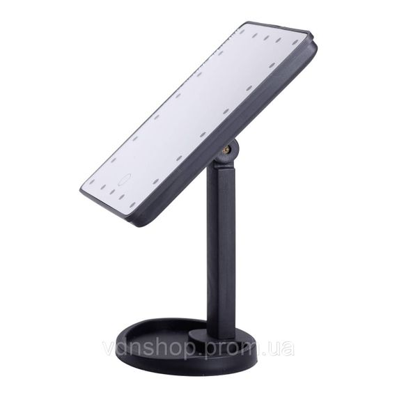 Настільне дзеркало з підсвічуванням 22 LED для макіяжу 21х16 см прямокутне на ніжці USB Чорне HP-10-4AB | Зображення 1