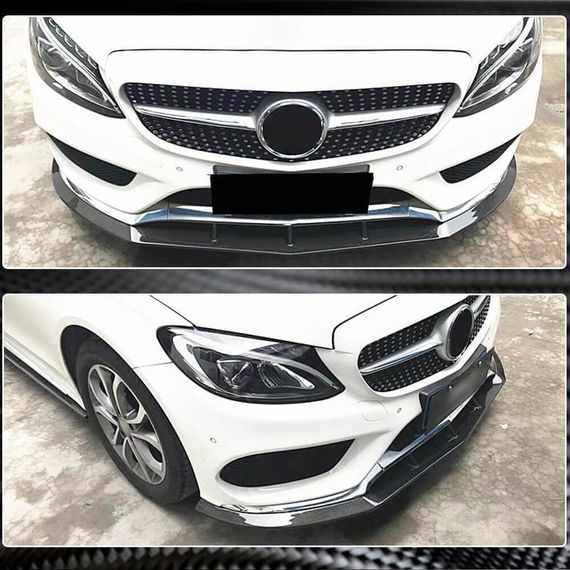Накладка на передній бампер Lip V3 (для C43 AMG 2015-2019, Карбон) для Mercedes C-сlass W205 рр | Зображення 2