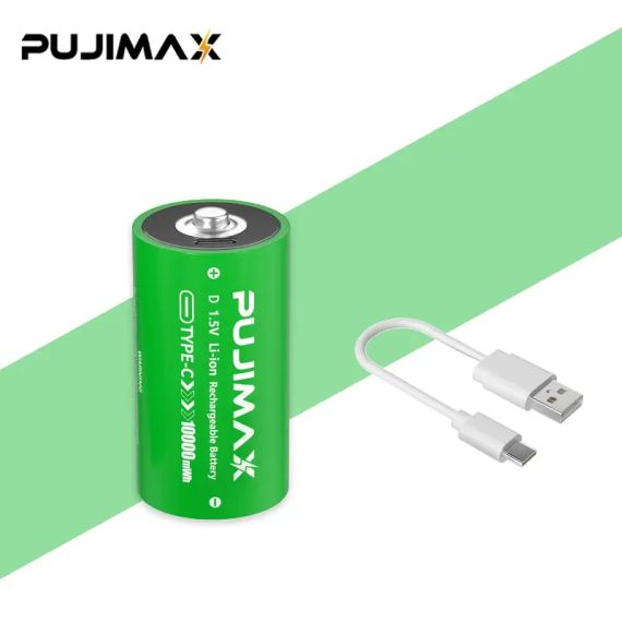 PUJIMAX 1.5V D-типу літієві акумулятори, високоякісні, ємність 10 000 мАг·год, стабільна напруга | Зображення 1