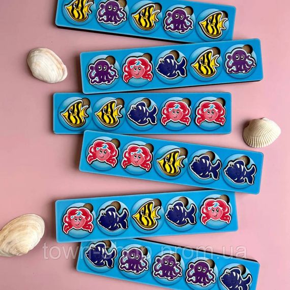 Деревянная настольная игра "Морские жители-1" Ubumblebees (ПСД003) PSD003 сортер-комодик | Зображення 3