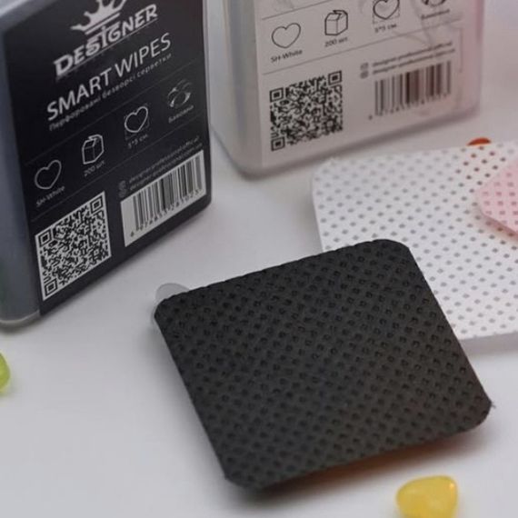 Безворсовые салфетки Designer (квадратные) в боксе (200шт) черные | Зображення 1