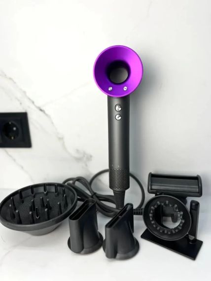 Фен Super Hair Dryer фіолетовий з іонізацією та турборежимом 5 насадок (Y-3) | Зображення 1