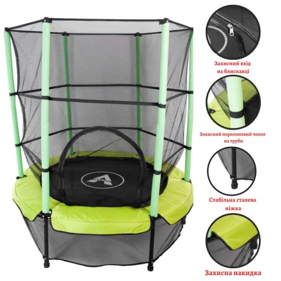 Батут дитячий Atleto 140 см із захисною сіткою для дому та дачі зелений 21000402 | Зображення 6