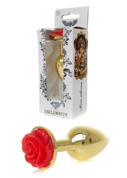 Анальна металева пробка Plug-Jewellery Gold PLUG ROSE- Red Sex Aura | Зображення 5