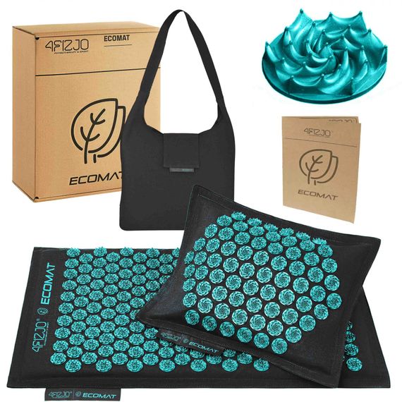 Килимок акупунктурний з подушкою 4FIZJO Eco Mat Аплікатор Кузнєцова 4FJ0421 Black/Blue (P-5907739316684)