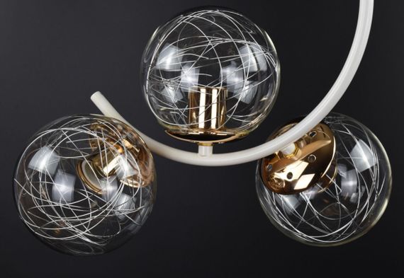 Люстра стельова на 3 лампочки 26496 Білий 45х24х40 см. | Зображення 2