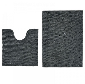 АКЦІЯ Набір килимків для ванної 2шт 55*50см+50*80см Pineapple тепло-сірий + Фіранка PEVA Дариана