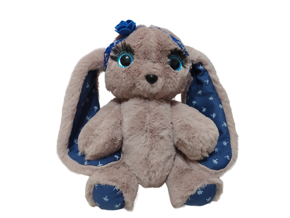 Меховая игрушка зайка розовый с синим 25см 02934-4 | Зображення 4
