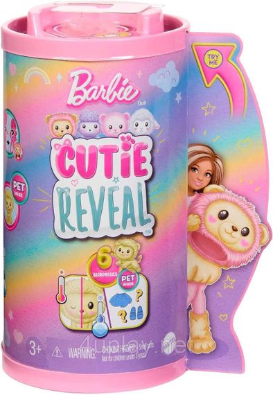 Лялька-сюрприз Barbie Cutie Reveal Chelsea Lion Plush Челсі в костюмі, Левеня Барбі Милашка проявляшка | Зображення 1