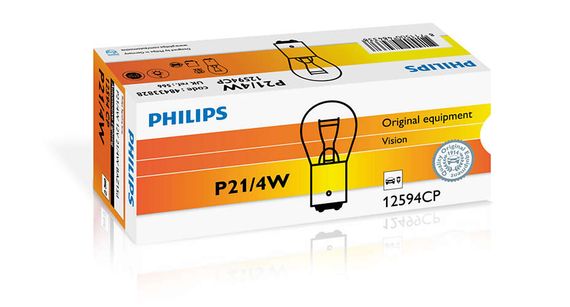 Указательная лампа накаливания PHILIPS 12594CP P21/4W 12V 21/4W BAZ15d | Зображення 1
