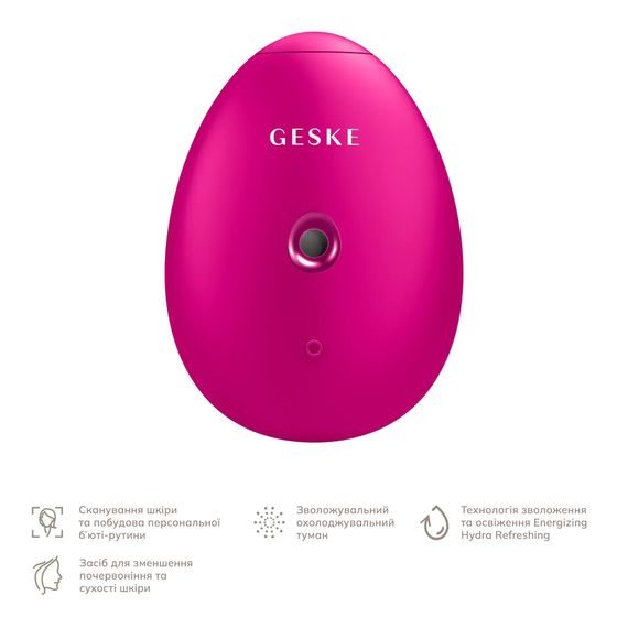 Электронный освежитель для увлажнения лица GESKE Facial Hydration Refresher 4в1 gray, Малиновый | Зображення 1