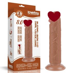 Фалоімітатор 8'' SLIDING SKIN DUAL LAYER DONG BROWN Sex Aura