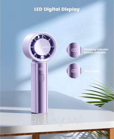 Ручной портативный аккумуляторный вентилятор с LED дисплеем coldSky Handheld Fan 4000mAh | Зображення 2