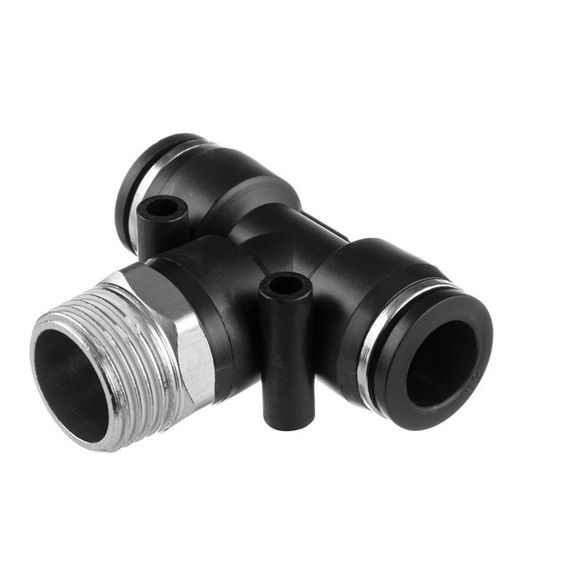 Цангове з'єднання Т-подібне для поліуретанових та ін. шлангів 12*12 мм, 1/2" зовн. різьба INTERTOOL PT-2364