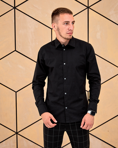 Рубашка классическая чёрный L XL | Зображення 3