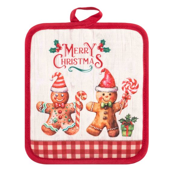 Прихватка Ardesto Christmas Gingerbread 18х20см, 100% поліестер (верх), 100% бавовна (низ), червоний (ART04HG)