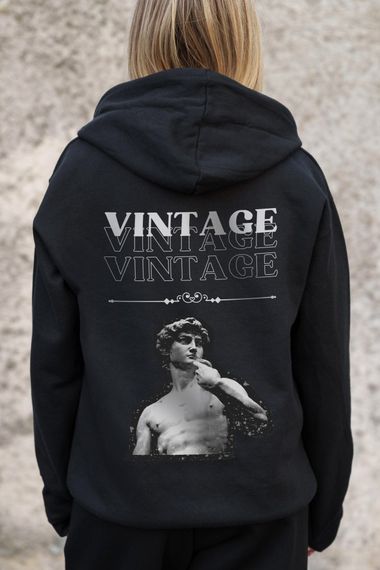 Утеплене зіп худі на флісі зіпер з принтом Vintage Without Kane Black | Зображення 5