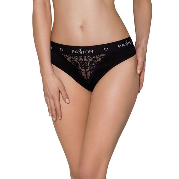 Трусики з широкою гумкою і мереживом Passion PANTIES black, S