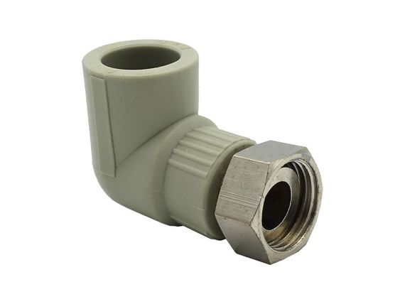 Кутник з накидною гайкою внутрішня різьба  PPR Ø25x3/4" сірий колір Grandi