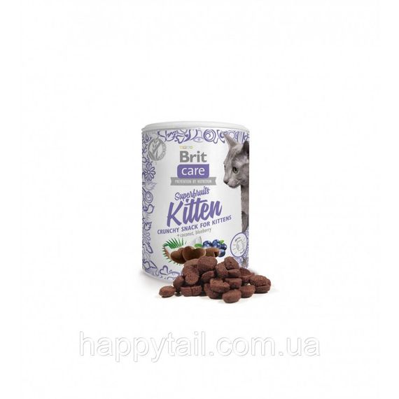 Лакомство Brit Care Superfruits Kitten д/котят старше 6 недель с курицей кокосом и черникой 100 г | Зображення 1