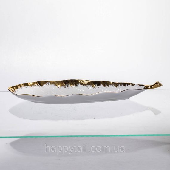 Фарфоровое блюдо для сервировки стола 37×13×2.5 (см) блюдо для подачи закусок Белое с золотом CJY-145 | Зображення 4