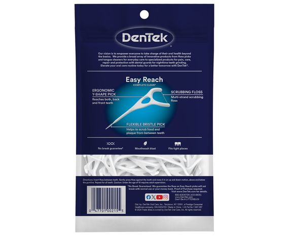 Флоc-зубочистки DenTek Complete Clean Easy Reach Floss Picks комплексне очищення задніх зубів, 75 шт. | Зображення 1