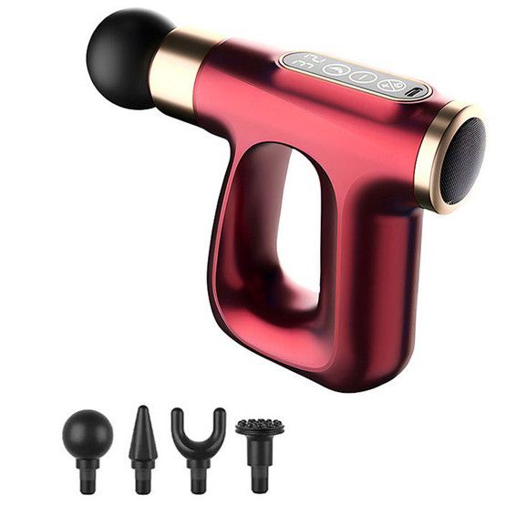 Ударний Перкусійний масажер для тіла та м'язів Масажний пістолет EM HB-007 акумуляторний червоний BX-19