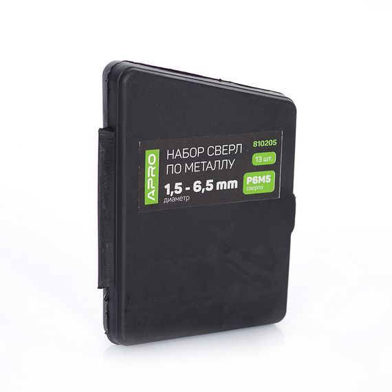 Набір свердел для металу Р6М5 пласт бокс 1,5-6,5 мм 13 шт APRO 8102051 | Зображення 2