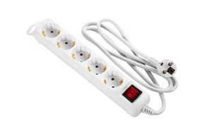 Мережевий подовжувач 2E  5XSchuko з вимикачем, 3G*1.5мм, 1.5м, white (2E-U05ESM1.5)