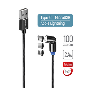 Кабель USB універсальний 3в1(Lightning/Micro USB/Type-C) ColorWay CW-CBUU037-BK 2,4A магнітний 1м чорний