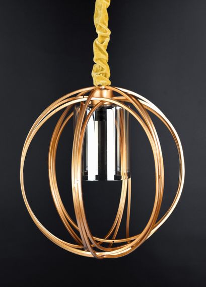 Люстра підвісна LOFT на 1 лампочку 25865 Жовтий 45-100х35х35 см. | Зображення 1