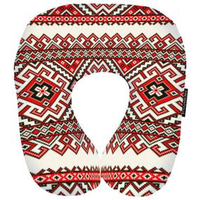 Подушка дорожная Красный орнамент 32x30 см (DOP_UKR012)