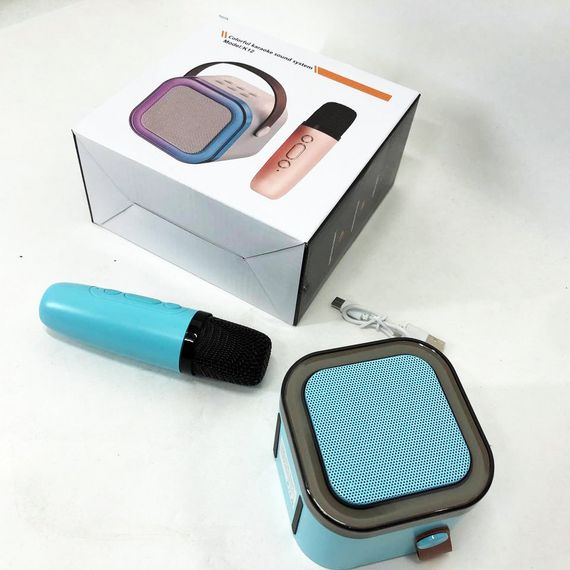 Портативна колонка з караоке мікрофоном та RGB підсвічуванням K12 10W Bluetooth. Колір: блакитний | Зображення 5
