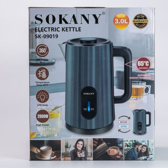 Чайник електричний Sokany SK-09019G 3 літри Сірий | Зображення 8