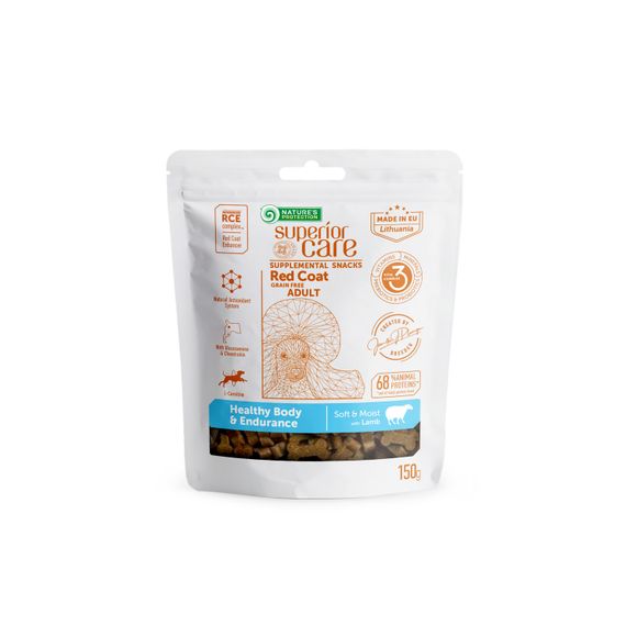 Ласощі для собак з рудим забарвленням вовни Nature's Protection Super Care Healthy Body & Endurance з ягнятком 150 гр