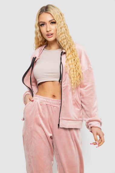 Спортивный костюм женский велюровый  -уценка, цвет пудровый, 238R107-U-1 | Зображення 1