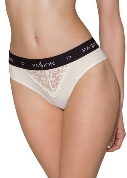 Трусики с широкой резинкой и кружевом Passion PS001 PANTIES, Экри, XL, XL | Зображення 6