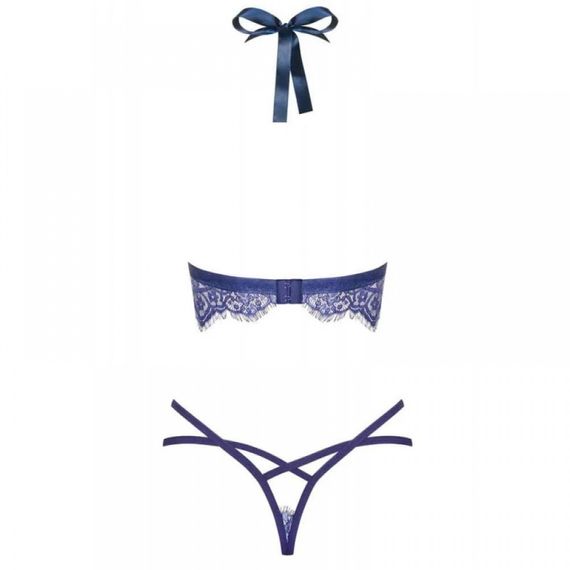 Комплект білизни Obsessive FLOWLACE з квітковим мереживом, синій, L/XL Sex Aura | Зображення 5