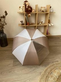 Парасолька дитяча напівавтомат Коричнево Біла полоса