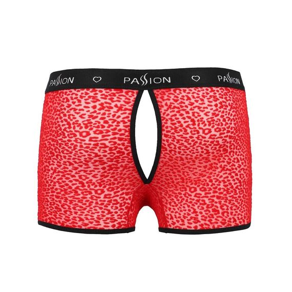 Чоловічі прозорі боксери Passion 046 SHORT PARKER L/XL Red, сітка, під леопард | Зображення 5