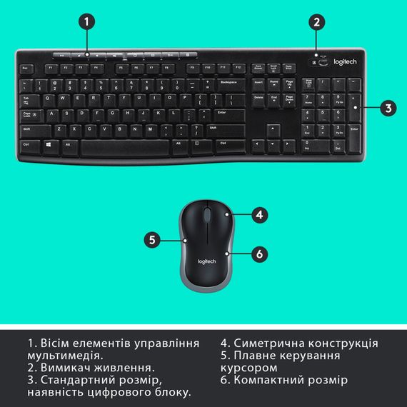 Комплект Logitech MK270 Wireless UA Black (920-004508) | Зображення 5