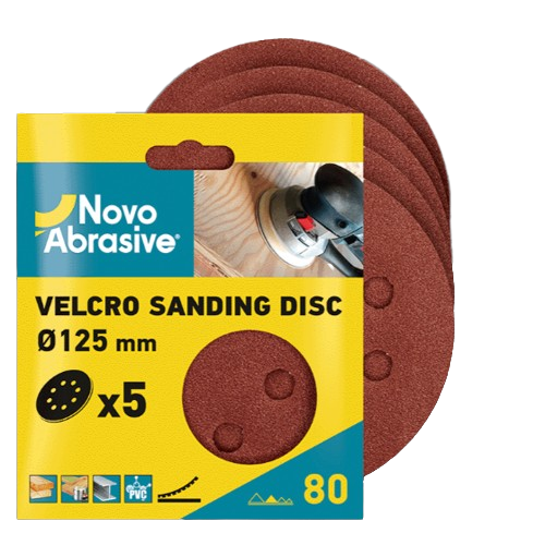 Круг самозачіпний d225мм P120 з отворами GLS5  5 шт/уп NovoAbrasive | Зображення 1