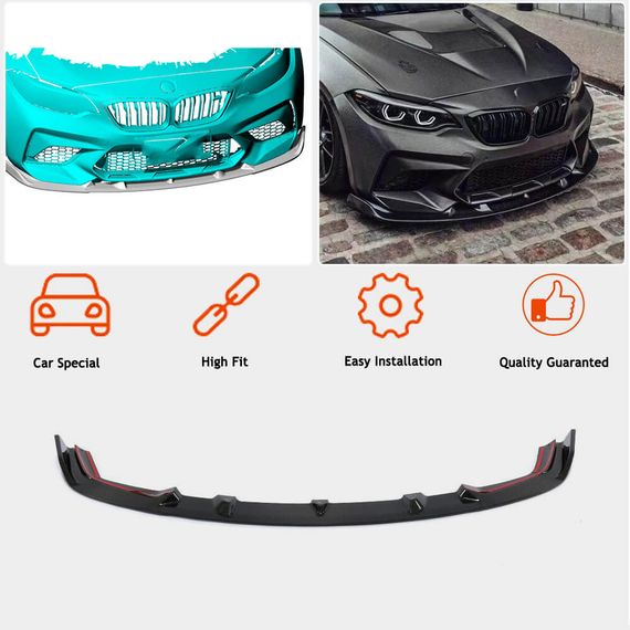 Накладка на передній бампер Lip V5 (для F87 M2 Competition, Карбон) для BMW 2 серія F22/23 2014-2021 рр | Зображення 1