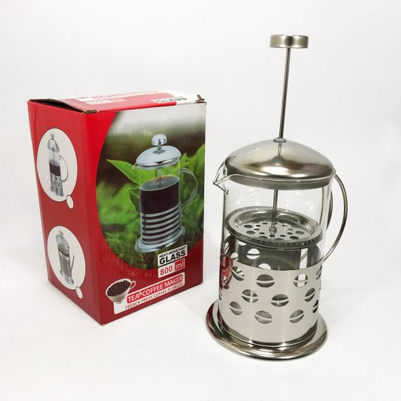 Заварник френч-прес Unique UN-1153 0.8 л, Стильний скляний чайник для заварювання, Заварник для трав | Зображення 7