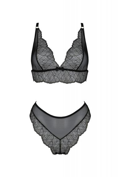 Комплект білизни Passion Amberly Set 4XL/5XL black, ліф, трусики бразиліана, люрексова нитка, 4XL/5XL | Зображення 2